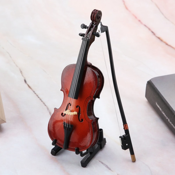 5.5in tre miniatyr cello replika med etui Instrument modell Musikalske gaver Ornamenter