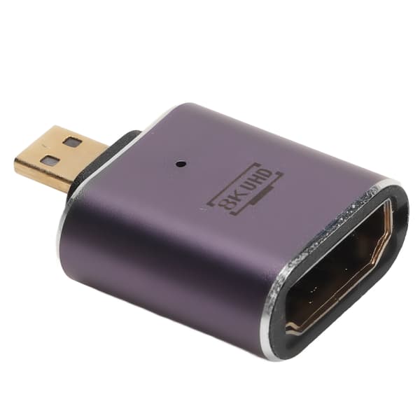 HD Multimedia Interface Hona till Micro HD Multimedia Interface Adapter med LED-ljus 48Gbps Stöd 8K Micro HD-omvandlare