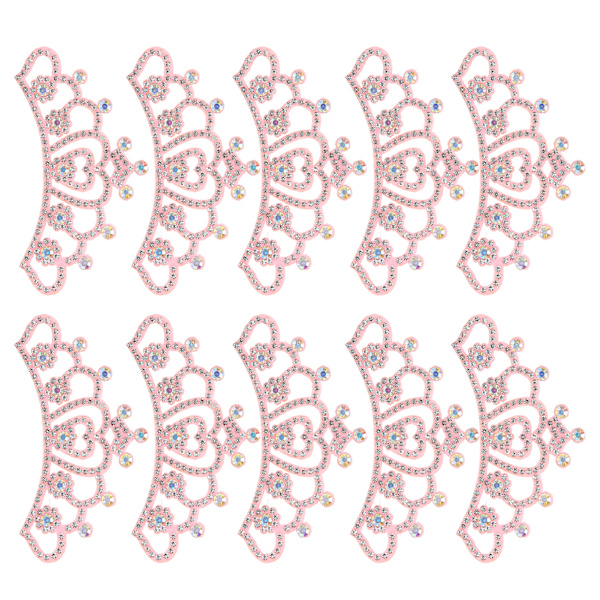 10 st Rhinestone tyg applikationer kronformade lappar kläder tillbehör 8,8x4,5 cm rosa blomma typ