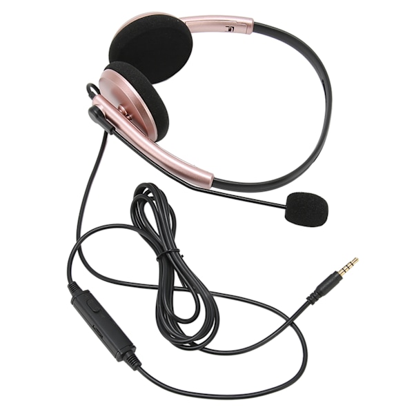 Multifunktionellt headset för callcenter med brusreducering, HD-samtal och hörselskydd, roséguld, enkel 3,5 mm