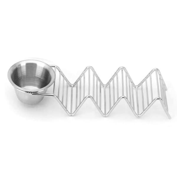 Taco Stand Rustfrit Stål 3 Gitter V-formet Blank Taco Holder Stativ til Køkken Hjem med Sovsekop