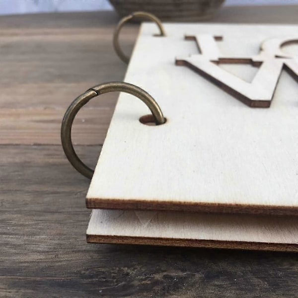 Rustikk gjestebok i tre for bryllup, forlovelse, scrapbooking