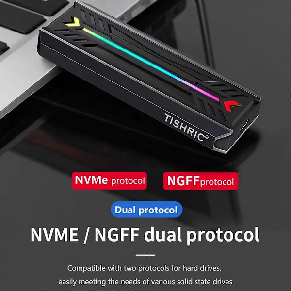 Ulkoinen Nvme M2 SSD -kotelo M.2 NGFF NVME Dual Protocol Harmaa & Musta22