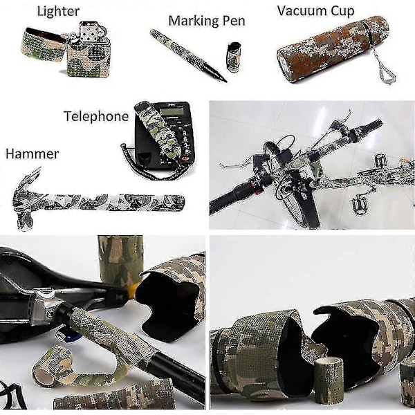 10 Stykker Camouflagetape Selvklæbende Bandager Udendørs Elastisk Stof Beskyttende Camouflage Tape Til Militær Jagt