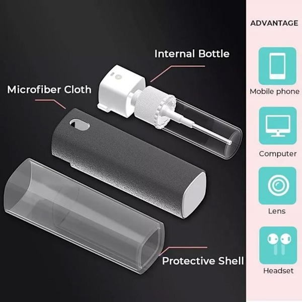 Touchscreen Mist Cleaner Skærmrens Laptop Skærmrens 3 i 1 Multifunktionel Rengøringsmiddel til Telefoner Laptop og Tablet Skærme