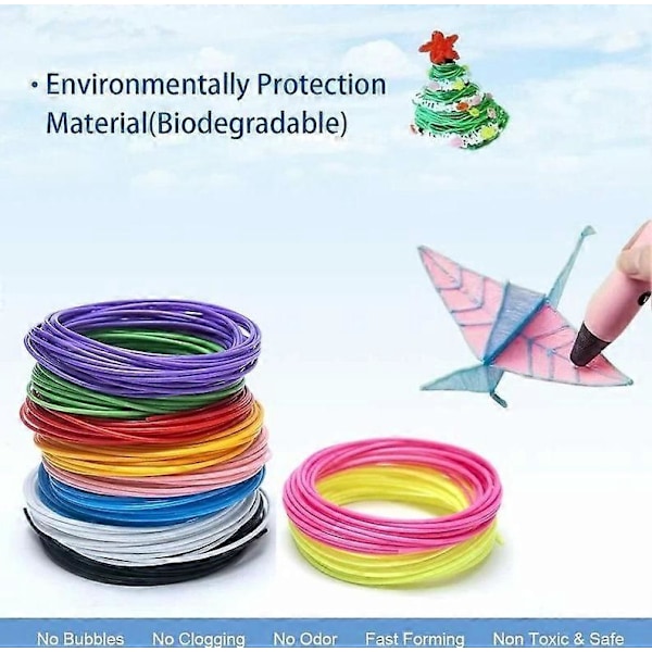 3D Pen Tråd, Pla 1.75 Filament Refills til 3D Pen, 30 Farver, 5M Hver, 3D Pen Filament til Børn og Voksne, Kompatibel med Professionel 3D Print P
