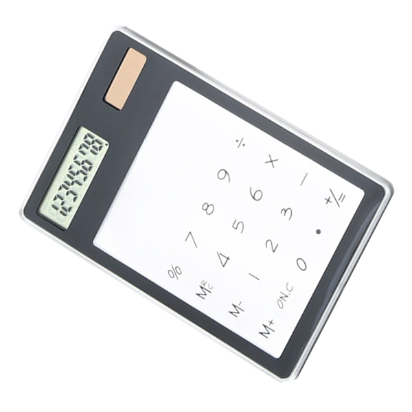 Solar Powered Lommeregner Touch Screen 8-cifret LCD Display Bærbar Transparent Lommeregner til Office School Home Sort