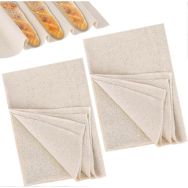 2 STK 45x75cm Professionel Brød Hæveklæde, Linned Couche Brød Hæveklæde til Baguette Brøddej Forberedelse og Bagning_SZXM