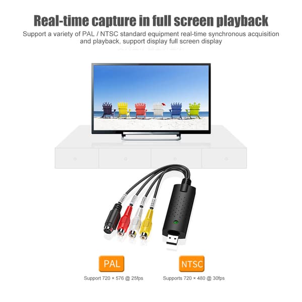 USB 2.0 videoadapter med lydopptak USB 2.0 TV DVD videoopptaksadapter