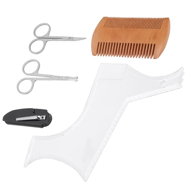 Transparent Skäggformningsmall Kam Sax Skäggvård Formning Styling Set