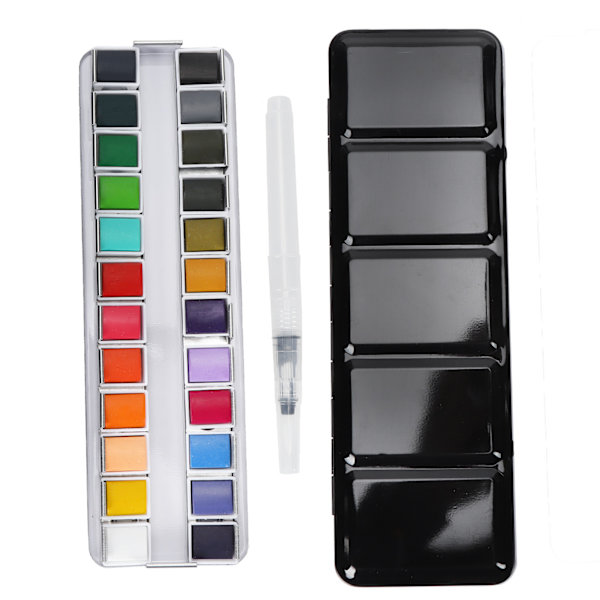 Vannfarge Maling Bærbar Lys Farge Vannfarge Pigment Sett Maling Rekvisita med Boks 24 Farger
