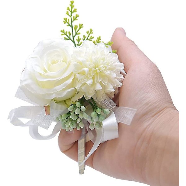 \"2 Kunstige Håndleddsblomster - Rose Corsage for Bryllup, Bankett, Bursdag\"