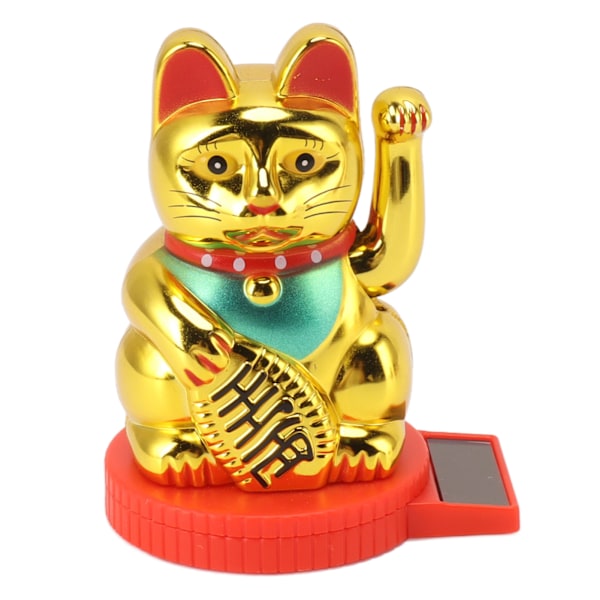 Solcelledrevet vinkende arm katt ornament velkommen vinkende hånd pote opp rikdom formue heldig katt for formue penger lykke gull