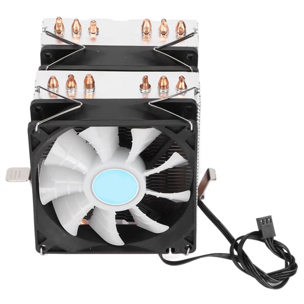 CPU-vifte med dobbel tårndesign, 2 90 mm/3,5 tommer vifter, 6 varmerør, stillegående datakjøler for PC