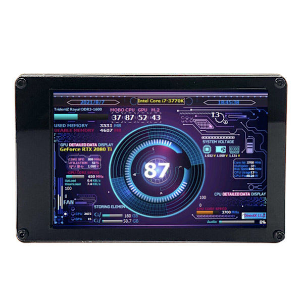 Computertemperaturmonitor 3,5 tommer IPS USB Mini-skærm Temperaturvisning PC CPU Data Monitor til PC CPU RAM Data