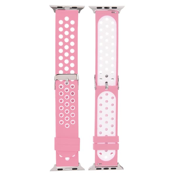Slitstarkt silikonarmband för klocka (rosa + vit)