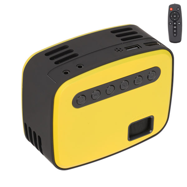 Miniprojektori 1920x1080P Mikro-USB-liitäntä 2W Kaiutin Musta Keltainen Kannettava Projektori Älypuhelimeen AV 100-240V EU-pistoke 100-240V
