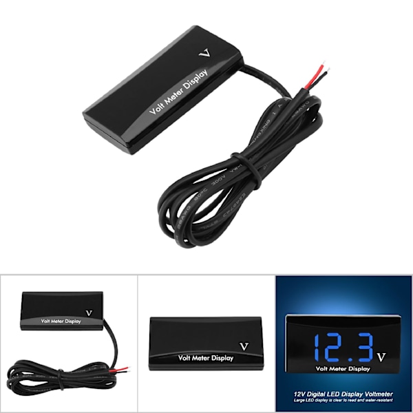 12V Bil Motorcykel Digital LED Display Voltmeter Spänning Voltmätare Panelmätare (Blå)