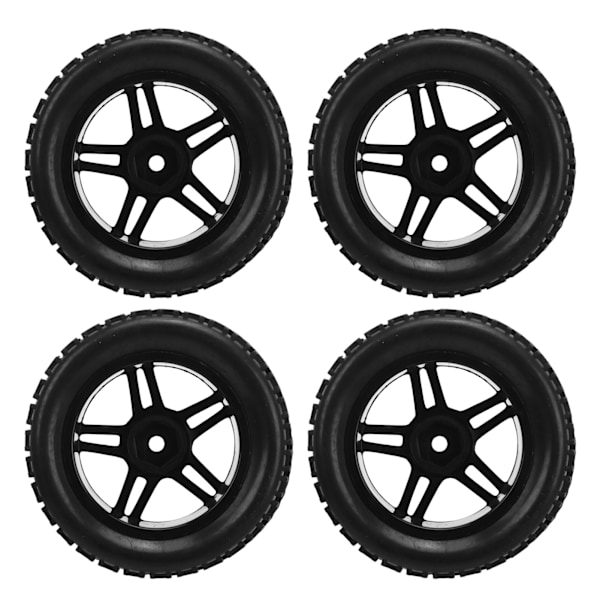 4 kpl RC-renkaita 12 mm:n vannekehiä ja kumirenkaita sarja Vaihtorengassarja ja pyöräsarja 1/16 RC-autoon Musta