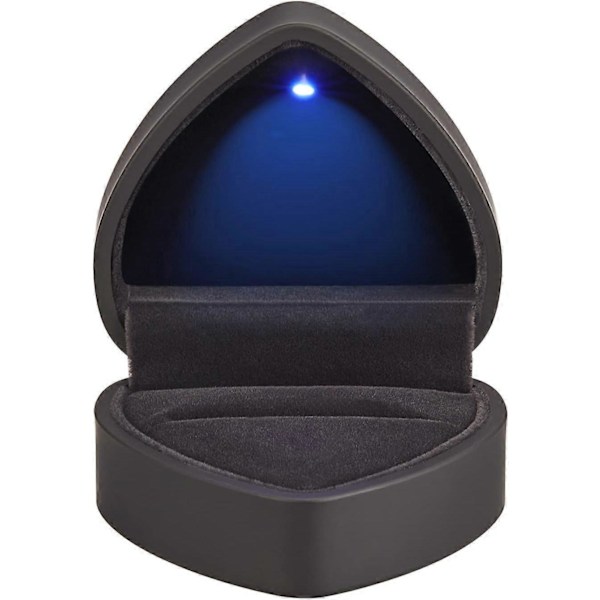 Hjerteformet Ring Gaveæske med LED-lys, Velvet Øreringe Smykkeskrin med Lys, Smykkeudstillingsæske til Bryllup, Forlovelse, Frieri, Fødselsdag a