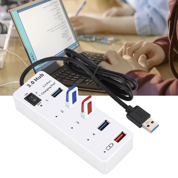 BYL-3011 USB3.0 4 højhastigheds-hub USB-opladningsgrænseflade computertilbehør hvid