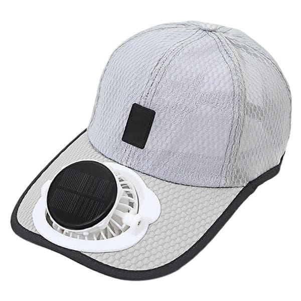 Solcelledrevet lue Solcellepanelviftehatt USB-lading Sommer Utendørs Pustende Mesh Solhatt Light Grey
