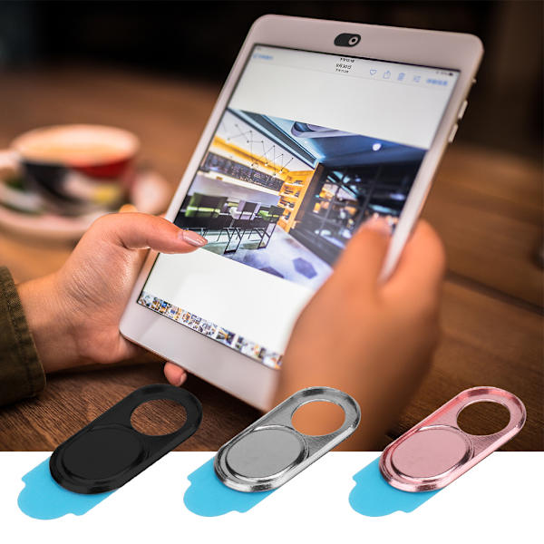 3 stk metall linsedeksel kamera personvern beskyttelses klistremerke webkamera deksel for smarttelefoner nettbrett (blandet)
