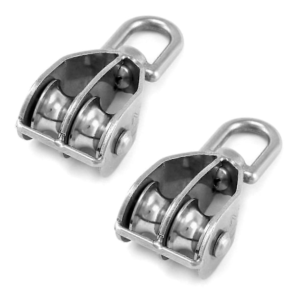 2 ST M20 Dubbel Hjulblock 304 Rostfritt Stål Vridbar Dubbel Lyftpulley_SZXM