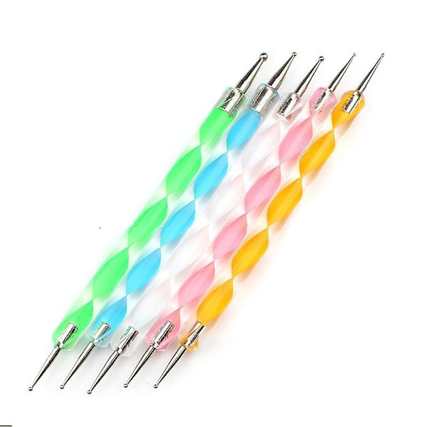 2-i-1 Dotting Pen Sæt til Neglekunst - 5 Dele Kit