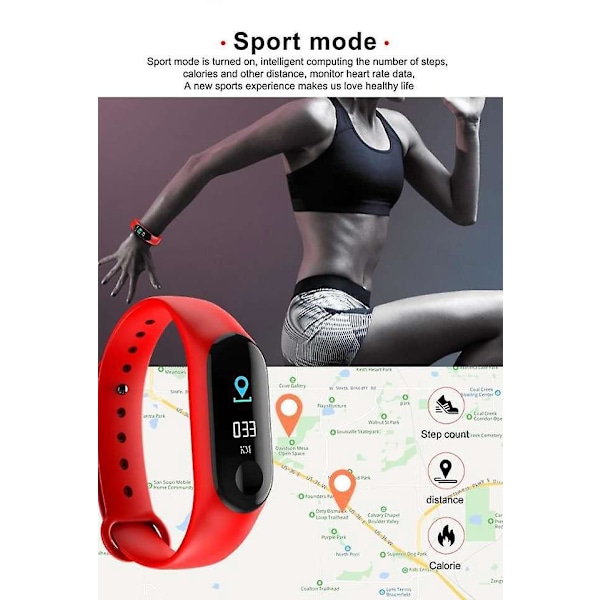 Vattentät Fitnessklocka utan Bluetooth med Stegräknare - Räknar Steg och Kalorier