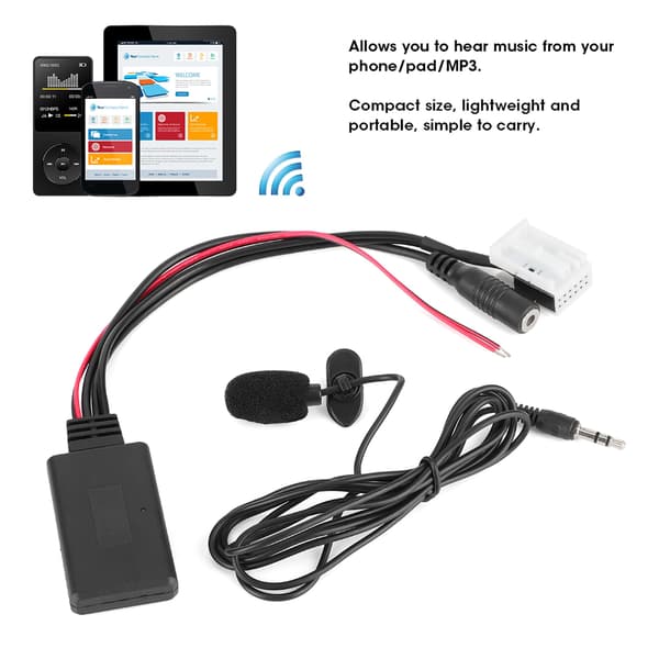 12-Pin Bluetooth Audio Kabel Bil AUX Adapter Stik med Mikrofon Passer til Citroen Berlingo