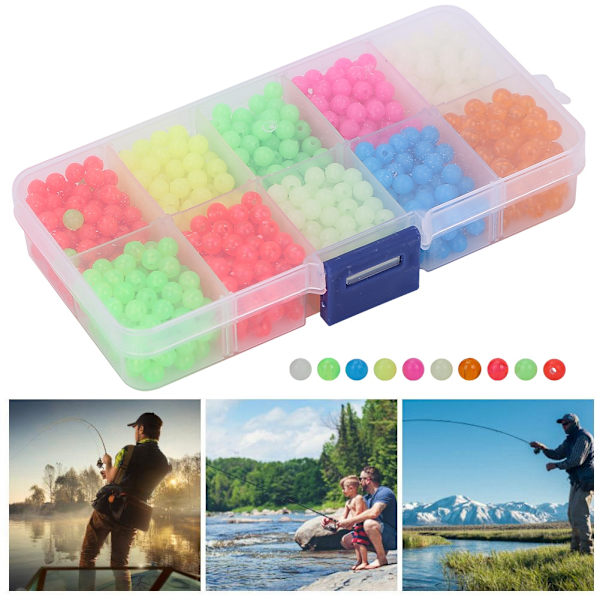 1000 st/låda Luminous Glow Beads Fiskeredskap lockar Verktyg Tillbehör för utomhusfiske
