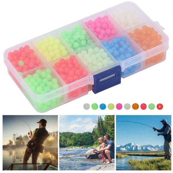 1000 stk/kasse Luminous Glow Beads Fiskegrej lokker Værktøj Tilbehør til udendørs fiskeri