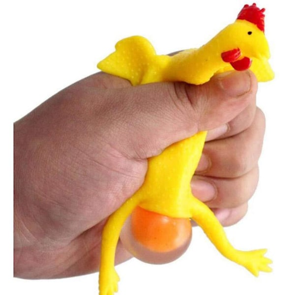 Roliga Squishy Kyckling och Ägg Stressbollar Gula 9cm Två-pack