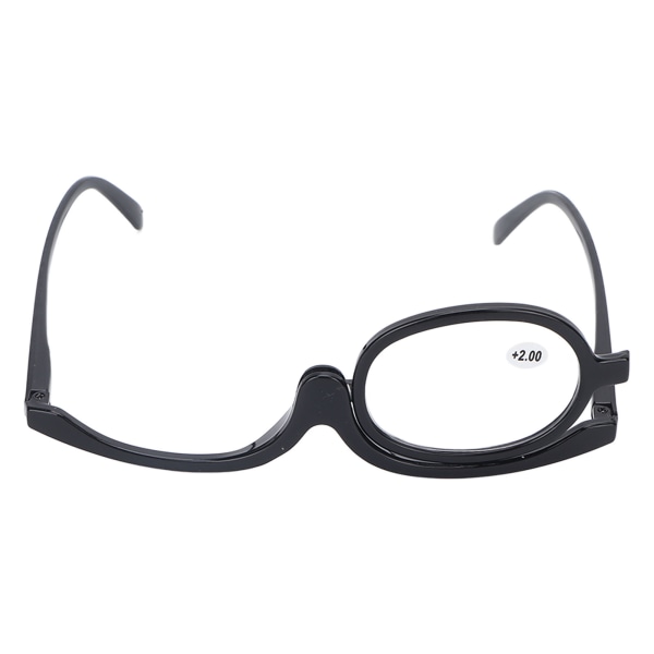 Forstørrelsesglass Sminkebriller Flip-down-linse for øye Fasjonable sminke ensidige briller Svart(+2,00 )