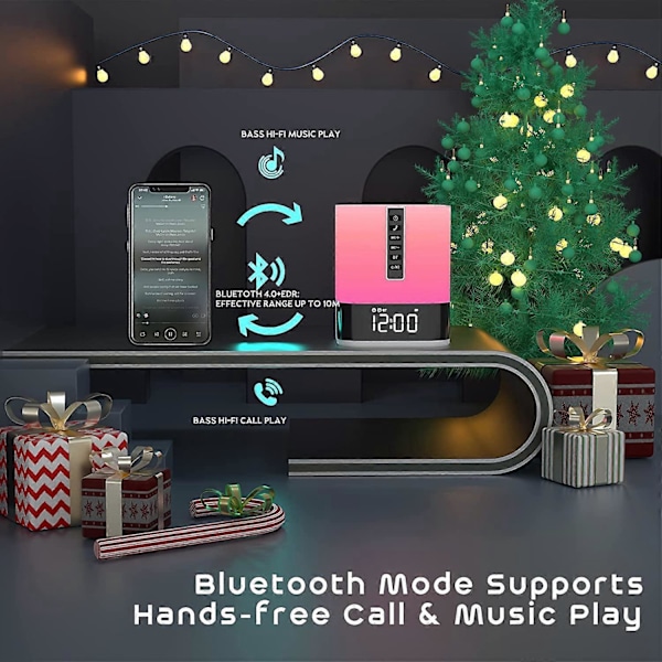 Högtalare Nattlampa, Portabel Högtalare Dimbar Touch Sänglampa Flerfärgad Bordslampa Smart Väckarklocka 2000mAh Stödjer TF/SD-kort Perfekt Present Sovrum