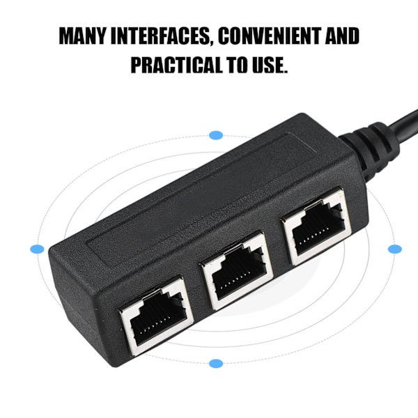 Ethernet-förlängningssladdkabel 1 hane till 3 honportar Transfer Connecter Splitter