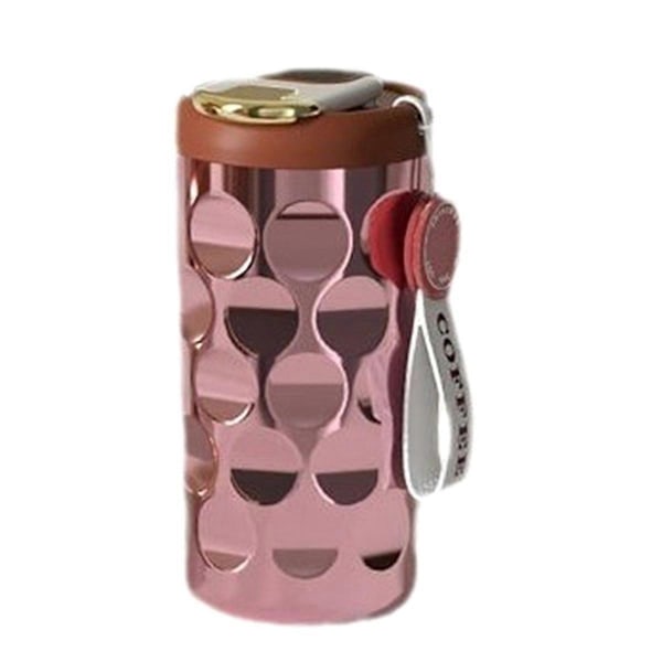 Krus i rustfrit stål med keramisk foring, tyk vandkop, pink