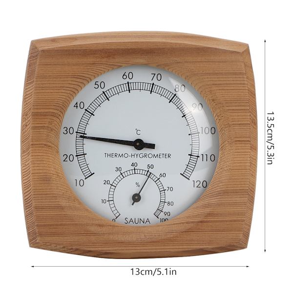 2-i-1 trä inomhustermometer Hygrometer - Bastu och ångrumstillbehör