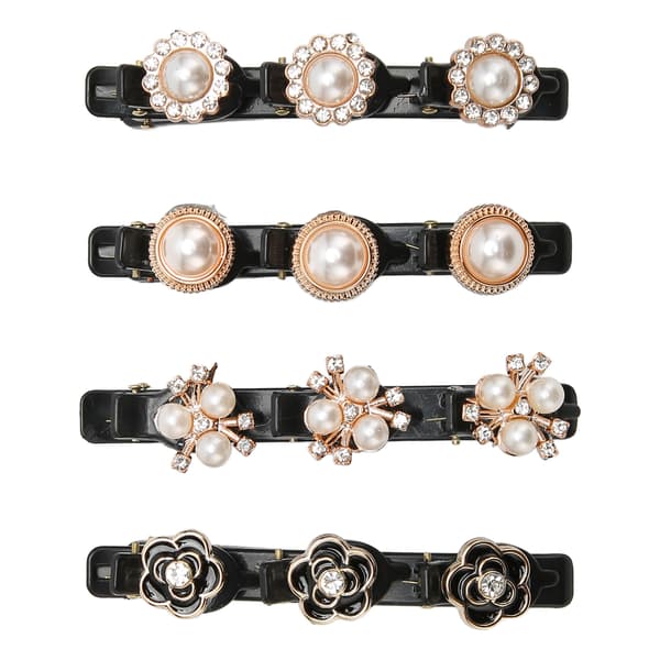 4 st flätade hårklämmor strass glittrande eleganta dekorativa hårnålar ankklämma för kvinnor