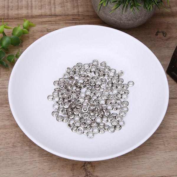 100 set mässingsögla klädpåse tillbehör dubbelsidig 4mm öljett öljett kitSilver