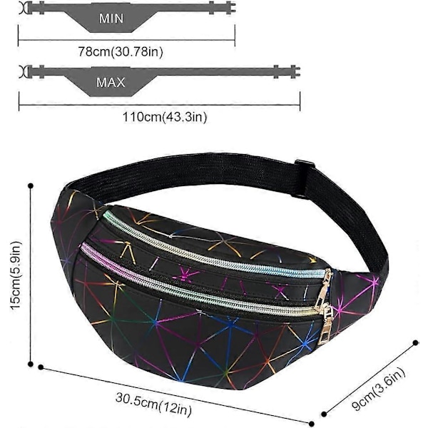2025 Ny Midjeväska, Holografisk Magväska med PU-läder, Glänsande Bältesväska Festival Rave Bumbags för Damer