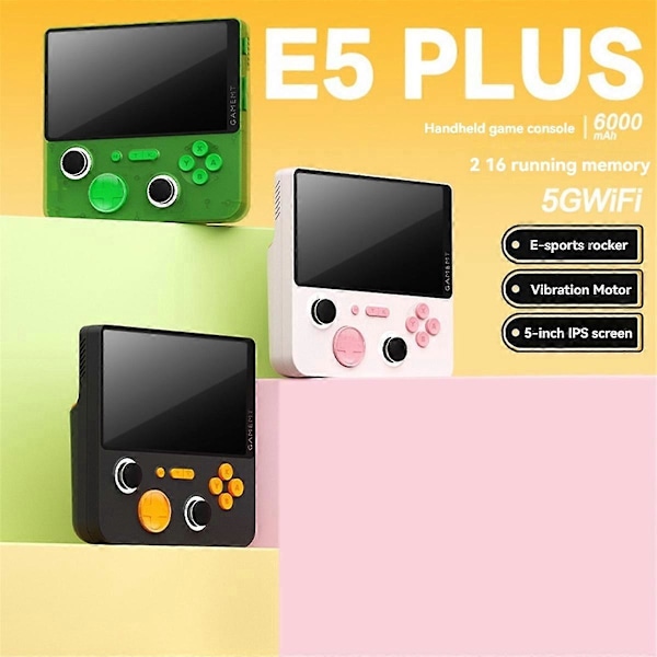 E5Plus Håndholdt Videospilkonsol 5 tommer HD Retro Spilkonsol A