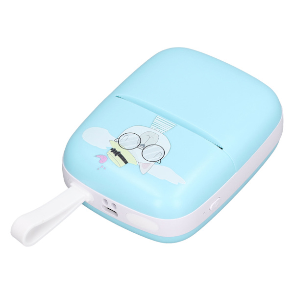 Termisk printer Bluetooth blækfri printer 200 dpi genopladelig printermaskine til hjemmebrug og børn