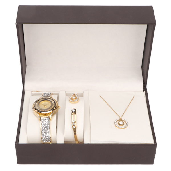 Watch för kvinnor Set vattentät gyllene watch Armband och halsband Set för bröllop Högtider Födelsedagar