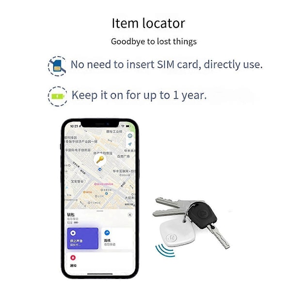 Bluetooth Mini GPS-lokalisator Anti-förlorat Alarm för Hitta min, Svart
