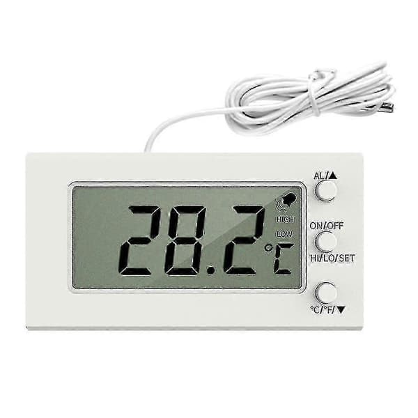 Multifunksjonelt innebygd digitalt termometer med et temperaturområde på -50~300 grader Celsius, akvarietermometer - hvit
