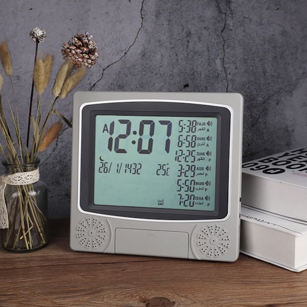 Azan Clock Prayer Timer Digital Bordklokke Mulsim Bønnealarm (Ingen batteri)