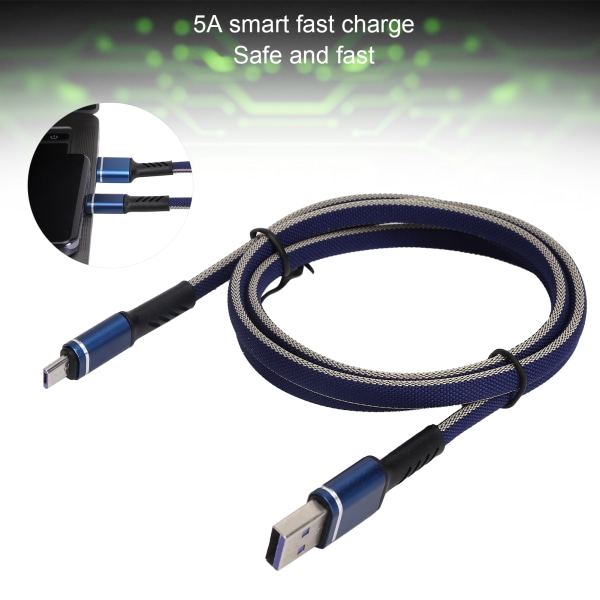 5A 1m Intelligent Hurtiglading USB-kabel Dataoverføringsledning for IOS/Android MobiltelefonMicro