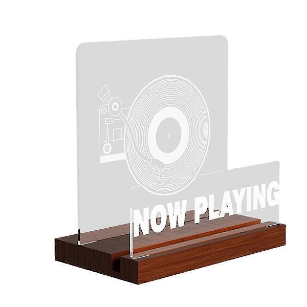 Lysande \"Now Playing\" Vinylskivställ Väggfäste, \"Now Playing\" Skivspelare Ställ, Trä Akryl